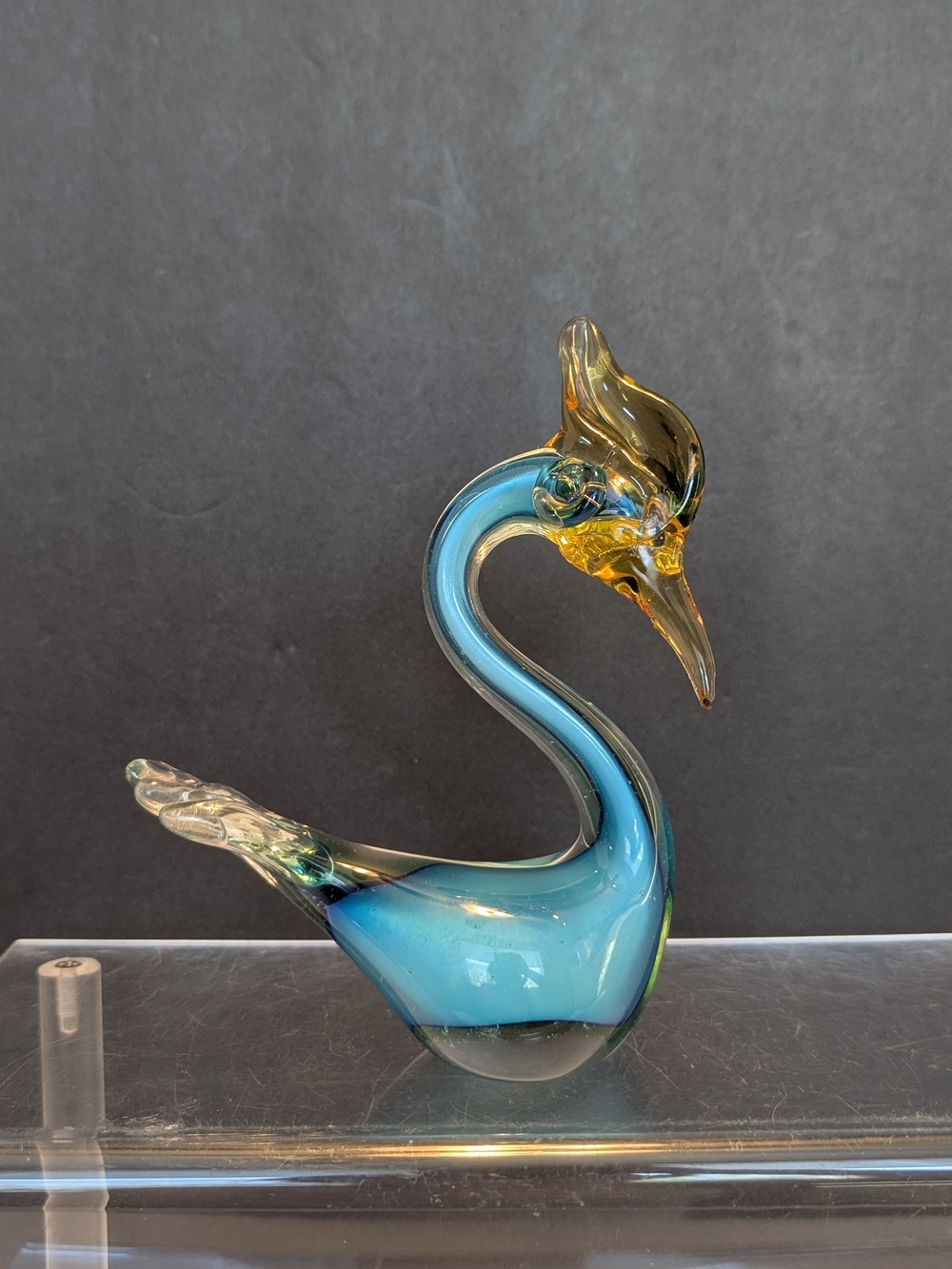 Hand blown Glass Swan Sculpture Murano